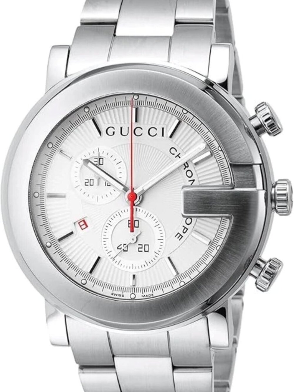 GUCCI 101m Chrono YA101339 Silver Stainless Steel Men's Watch